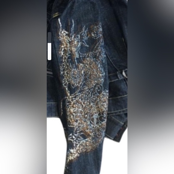 People 4 Peace - Cropped Denim Jacket - embroidered - button up - Picture 6 of 9